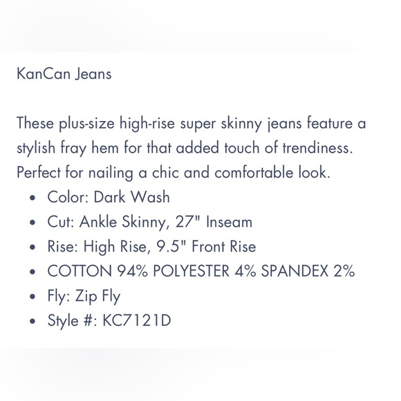 Kancan Dark Wash High Rise Skinny Jeans - Picture 3 of 8